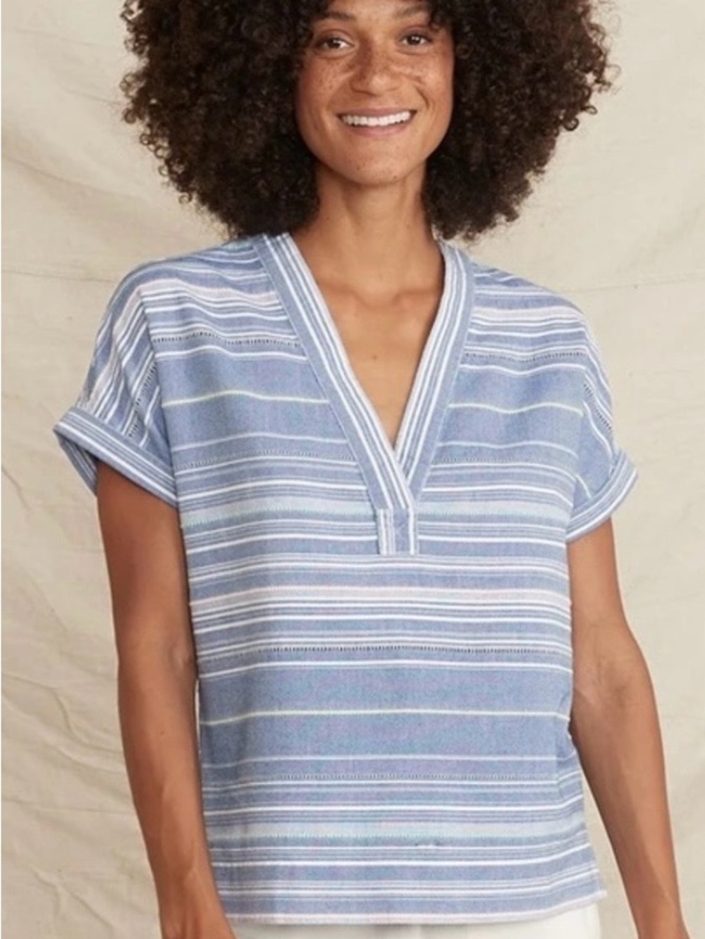 Marine Layer Blue and White Striped Top 100% Cotton Size Small